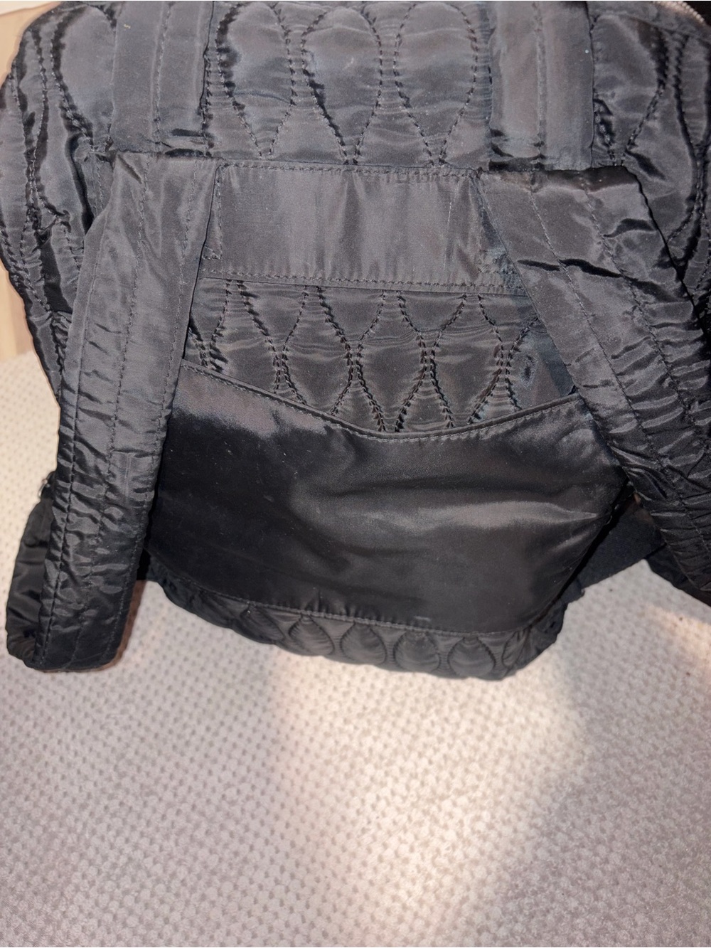 Black Quilted Nylon Backpack with Leopard Lining - Picture 5 of 9